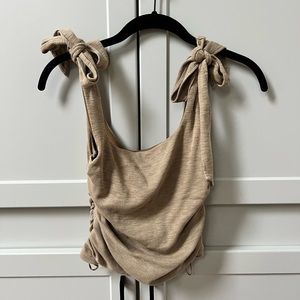 Free People taupe tank top with ties, size XS